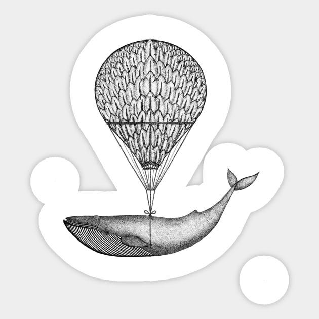 Flying Blue Whale Sticker by By_StineLee